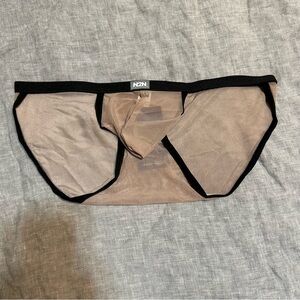 N2N Sheer Mesh Tan Pouch Bikini Briefs Size Large NWT Sexy